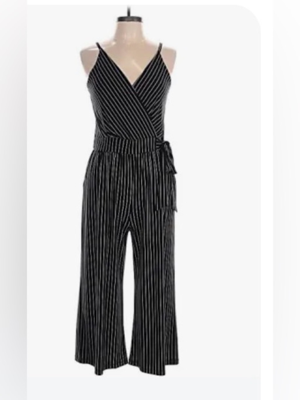 Kaileigh Black Pinstripe Jumpsuit